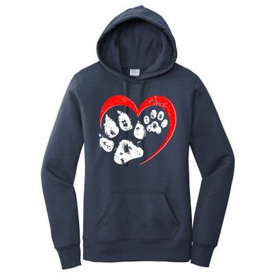 Cute Valentines Day Pet Lover Dog And Cat Paw Prints Women's Pullover Hoodie