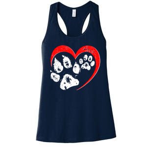 Cute Valentines Day Pet Lover Dog And Cat Paw Prints Women's Racerback Tank