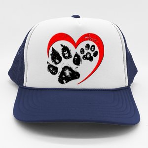 Cute Valentines Day Pet Lover Dog And Cat Paw Prints Trucker Hat