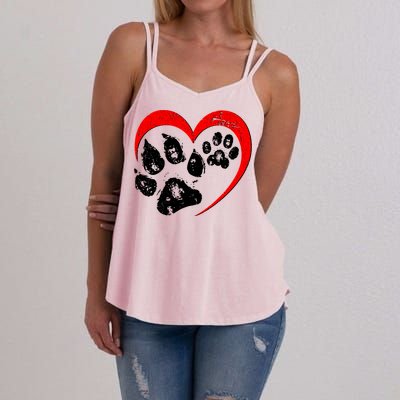 Cute Valentines Day Pet Lover Dog And Cat Paw Prints Women's Strappy Tank