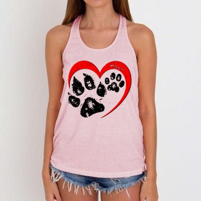 Cute Valentines Day Pet Lover Dog And Cat Paw Prints Women's Knotted Racerback Tank