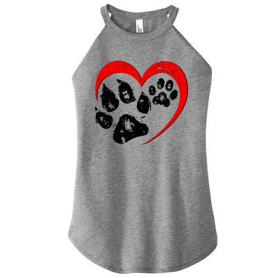 Cute Valentines Day Pet Lover Dog And Cat Paw Prints Women's Perfect Tri Rocker Tank