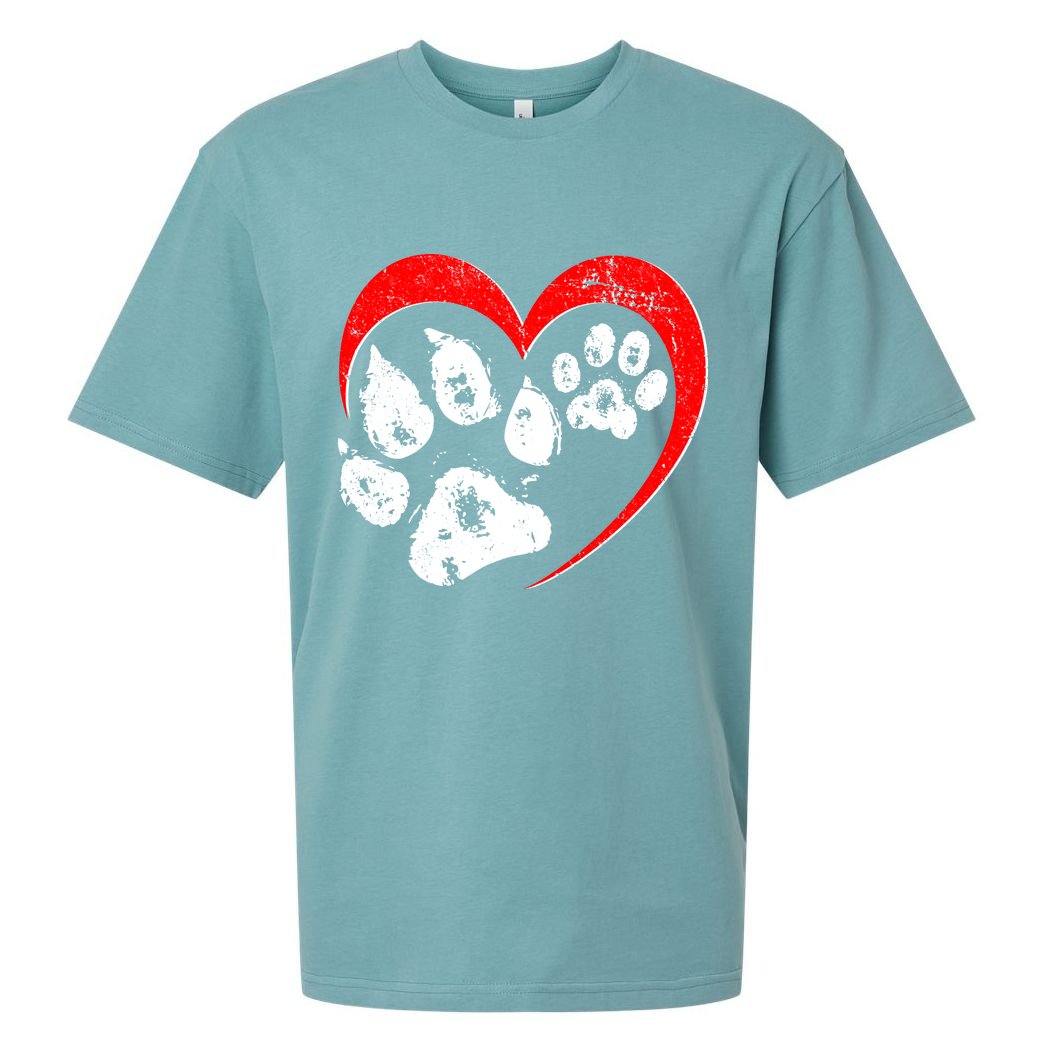 Cute Valentines Day Pet Lover Dog And Cat Paw Prints Sueded Cloud Jersey T-Shirt