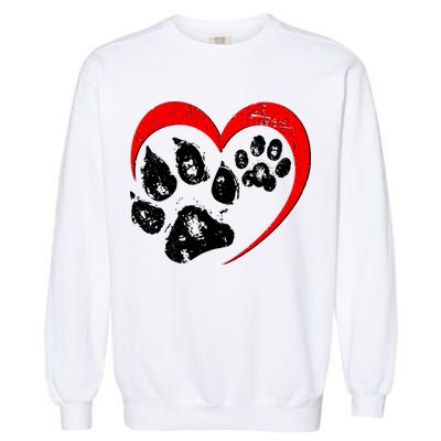 Cute Valentines Day Pet Lover Dog And Cat Paw Prints Garment-Dyed Sweatshirt