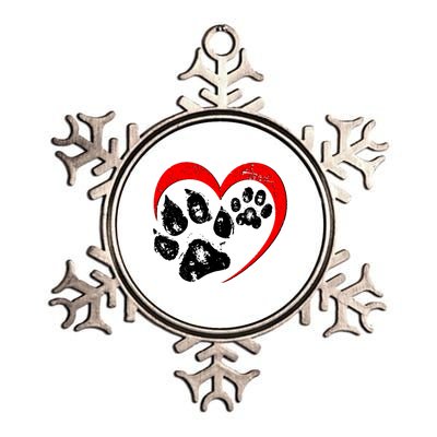 Cute Valentines Day Pet Lover Dog And Cat Paw Prints Metallic Star Ornament