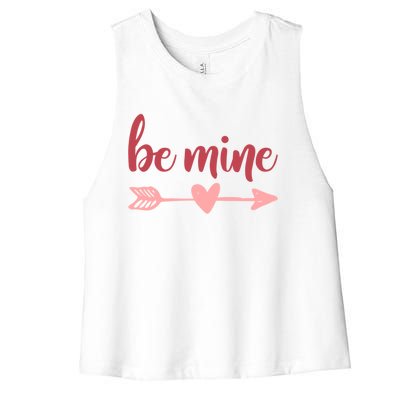 Cute Valentine's Day Be Mine Saying Heart Arrow Love Quote Gift Women's Racerback Cropped Tank