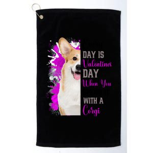 Corgi Valentines Day Mom Dogs Cute Corgi Mom Pink Love Gift Platinum Collection Golf Towel