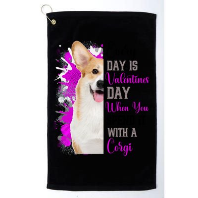 Corgi Valentines Day Mom Dogs Cute Corgi Mom Pink Love Gift Platinum Collection Golf Towel