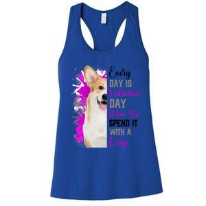 Corgi Valentines Day Mom Dogs Cute Corgi Mom Pink Love Gift Women's Racerback Tank