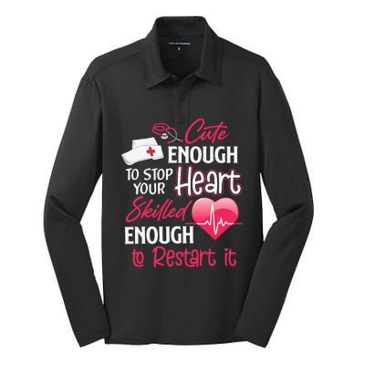 Cute Valentine Day CNA CRNA LPN LVN LAD CPN Nurses Nursing Silk Touch Performance Long Sleeve Polo