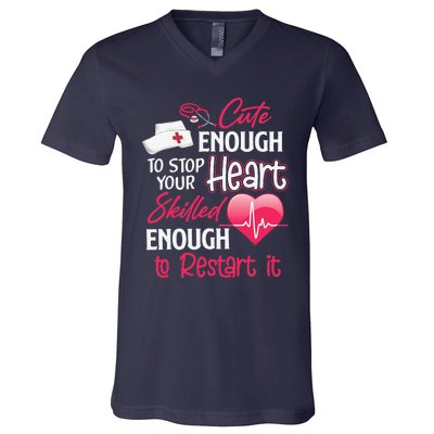 Cute Valentine Day CNA CRNA LPN LVN LAD CPN Nurses Nursing V-Neck T-Shirt