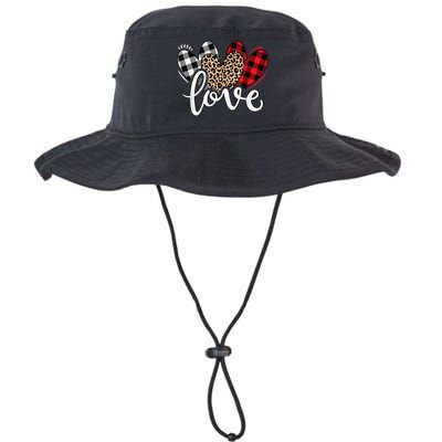 Cute Valentines Day Leopard Plaid Love Heart Legacy Cool Fit Booney Bucket Hat