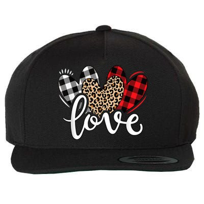 Cute Valentines Day Leopard Plaid Love Heart Wool Snapback Cap