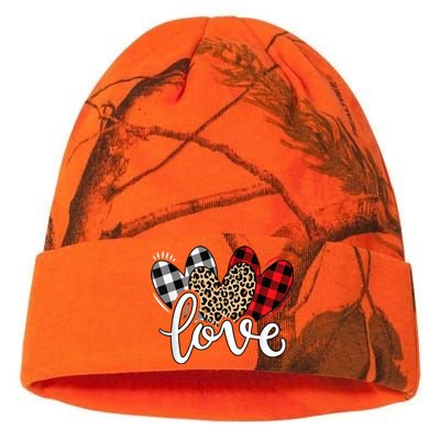 Cute Valentines Day Leopard Plaid Love Heart Kati Licensed 12" Camo Beanie