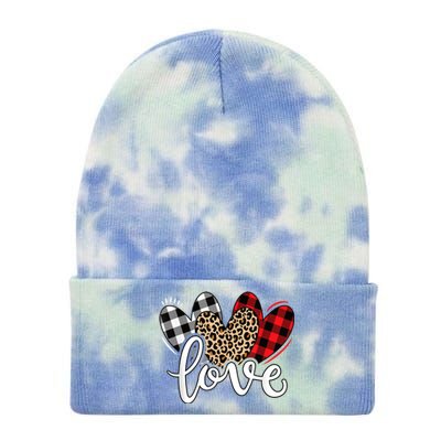 Cute Valentines Day Leopard Plaid Love Heart Tie Dye 12in Knit Beanie