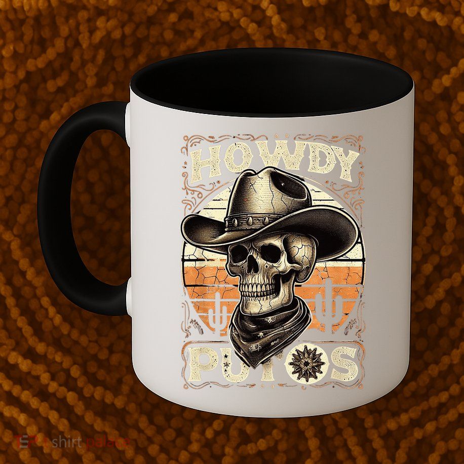 Clean Vintage Design With 'Howdy Putos' In Bold Ser Mug