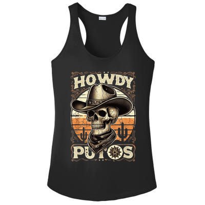 Clean Vintage Design With 'Howdy Putos' In Bold Ser Ladies PosiCharge Competitor Racerback Tank