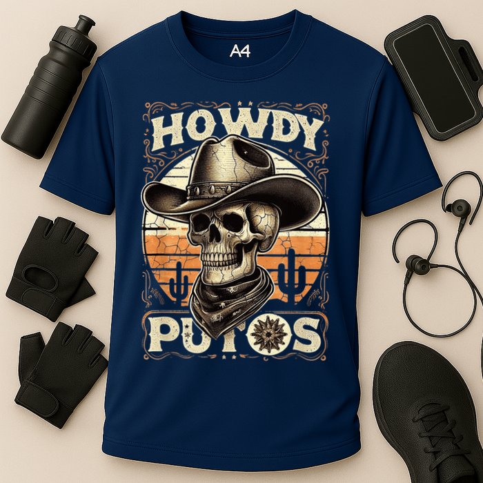 Clean Vintage Design With 'Howdy Putos' In Bold Ser Performance Shirt