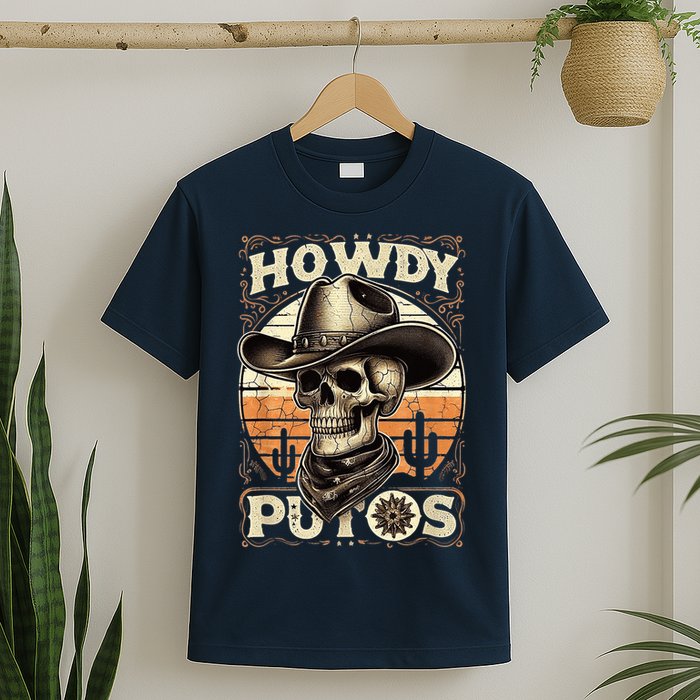 Clean Vintage Design With 'Howdy Putos' In Bold Ser T-Shirt