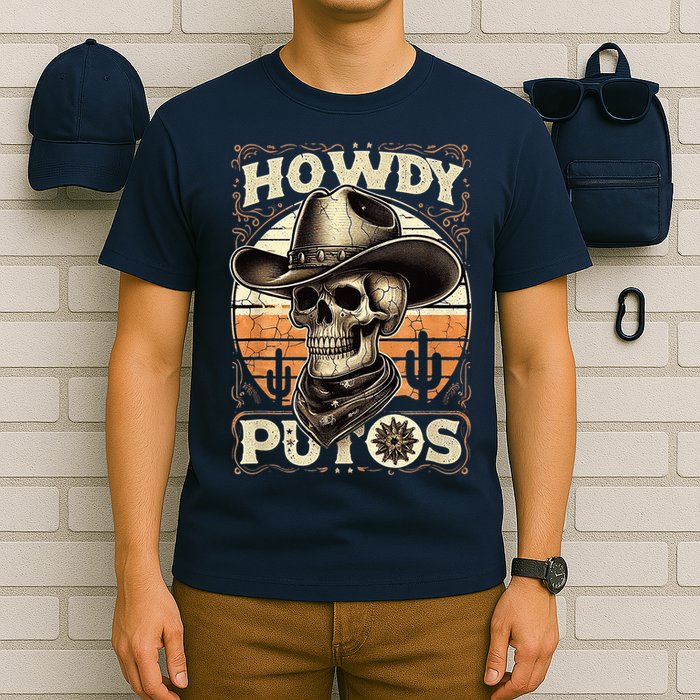 Clean Vintage Design With 'Howdy Putos' In Bold Ser T-Shirt