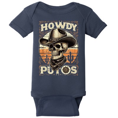 Clean Vintage Design With 'Howdy Putos' In Bold Ser Baby Bodysuit