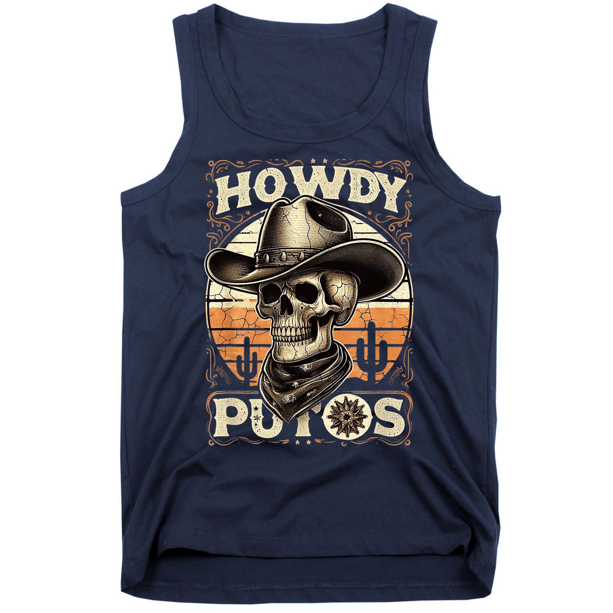 Clean Vintage Design With 'Howdy Putos' In Bold Ser Tank Top