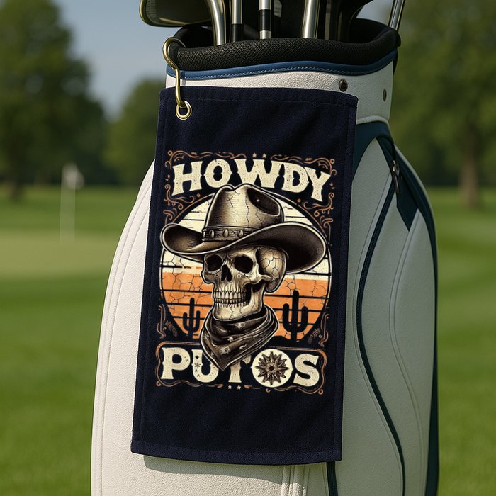 Clean Vintage Design With 'Howdy Putos' In Bold Ser Golf Towel