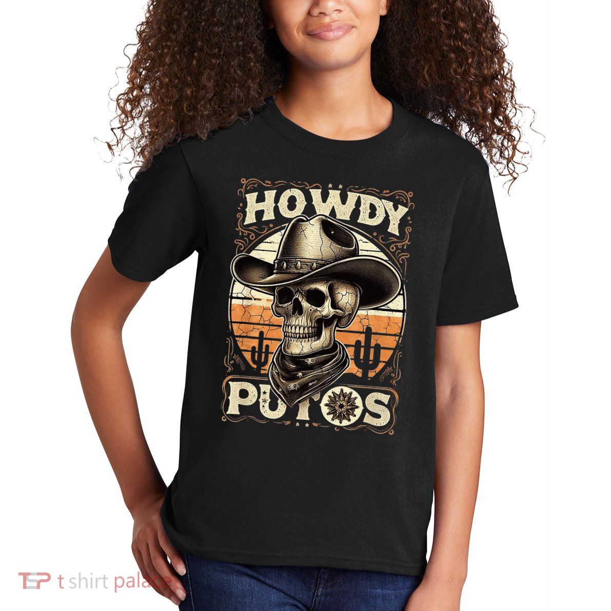 Clean Vintage Design With 'Howdy Putos' In Bold Ser Kids T-Shirt