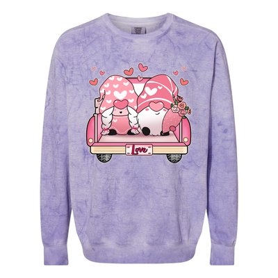 Cute Valentines Day Gnome Couple Love Colorblast Crewneck Sweatshirt