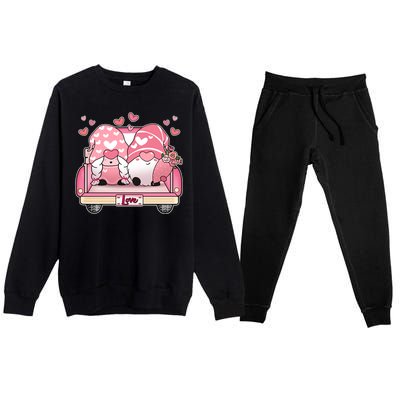 Cute Valentines Day Gnome Couple Love Premium Crewneck Sweatsuit Set