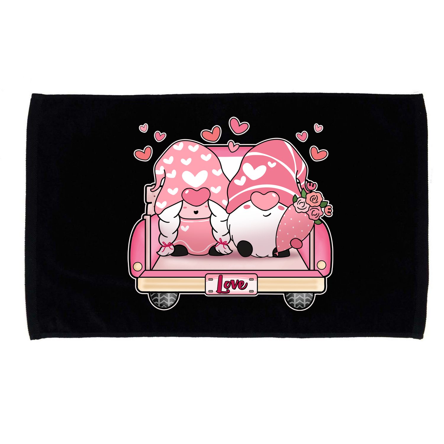 Cute Valentines Day Gnome Couple Love Microfiber Hand Towel