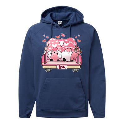 Cute Valentines Day Gnome Couple Love Performance Fleece Hoodie