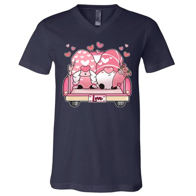 Cute Valentines Day Gnome Couple Love V-Neck T-Shirt