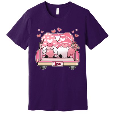 Cute Valentines Day Gnome Couple Love Premium T-Shirt