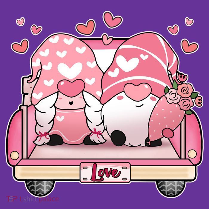Cute Valentines Day Gnome Couple Love Premium T-Shirt
