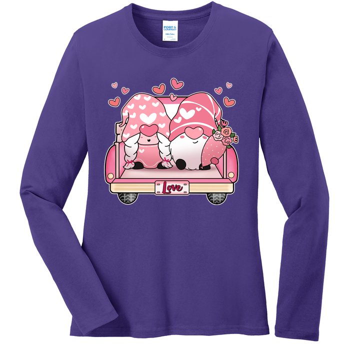 Cute Valentines Day Gnome Couple Love Ladies Long Sleeve Shirt