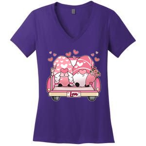 Cute Valentines Day Gnome Couple Love Women's V-Neck T-Shirt