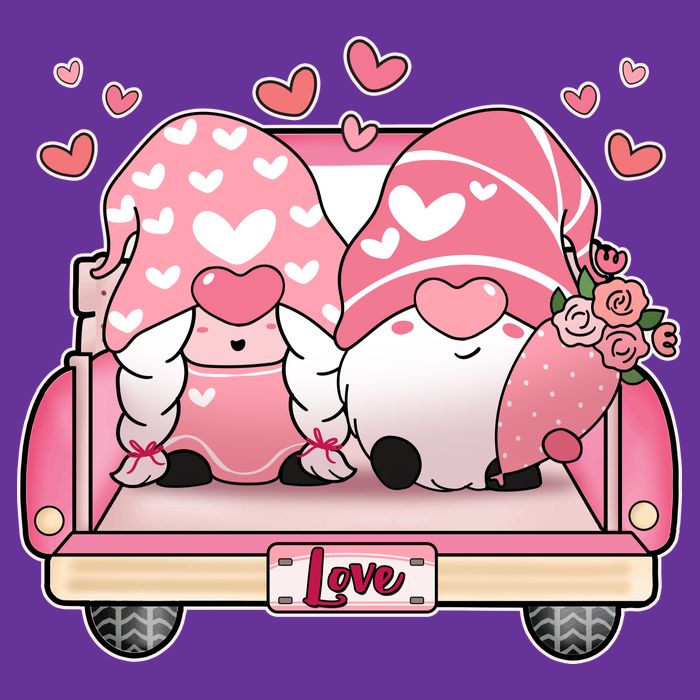 Cute Valentines Day Gnome Couple Love Kids T-Shirt