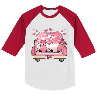 Cute Valentines Day Gnome Couple Love Kids Colorblock Raglan Jersey