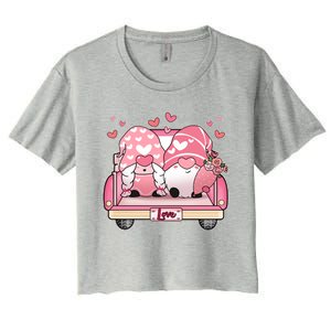 Cute Valentines Day Gnome Couple Love Women's Crop Top Tee