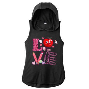 Cute Valentines Day Teacher Love Ladies PosiCharge Tri-Blend Wicking Draft Hoodie Tank