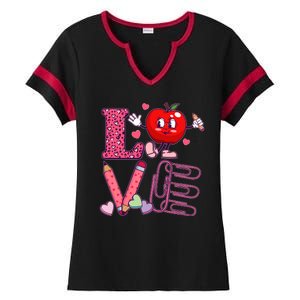 Cute Valentines Day Teacher Love Ladies Halftime Notch Neck Tee