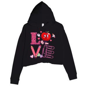 Cute Valentines Day Teacher Love Crop Fleece Hoodie