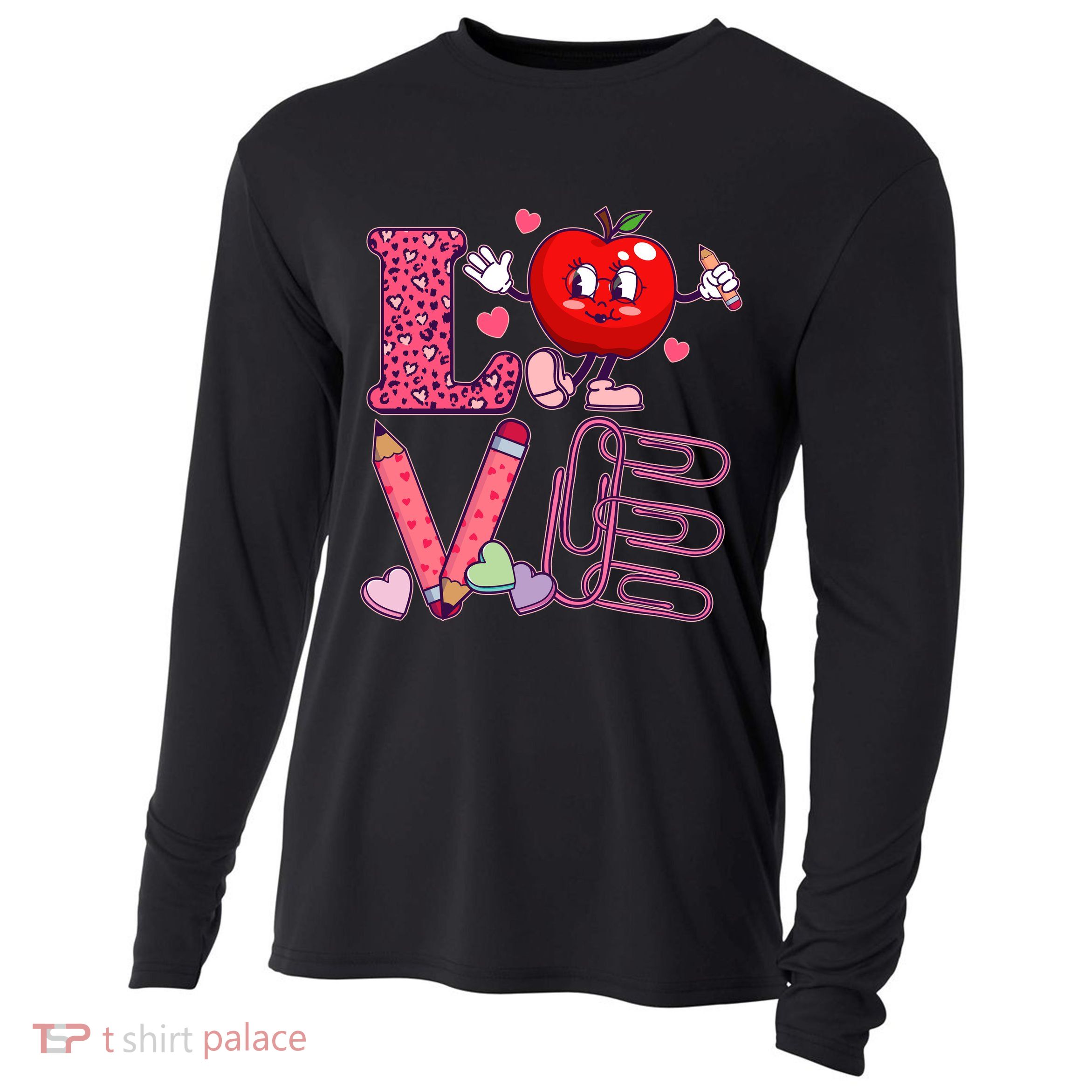 Cute Valentines Day Teacher Love Cooling Performance Long Sleeve Crew