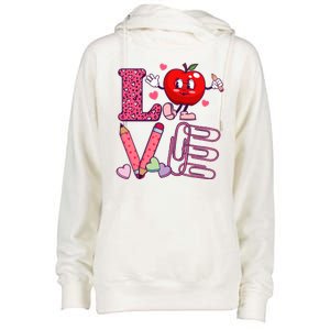 Cute Valentines Day Teacher Love Womens Funnel Neck Pullover Hood