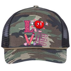 Cute Valentines Day Teacher Love Retro Rope Trucker Hat Cap