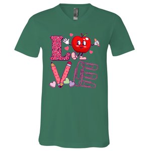 Cute Valentines Day Teacher Love V-Neck T-Shirt