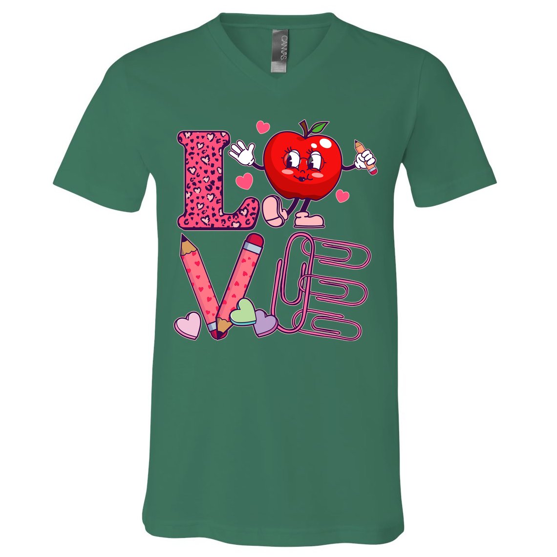 Cute Valentines Day Teacher Love V-Neck T-Shirt