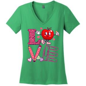 Cute Valentines Day Teacher Love Women's V-Neck T-Shirt