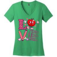 Cute Valentines Day Teacher Love Women's V-Neck T-Shirt